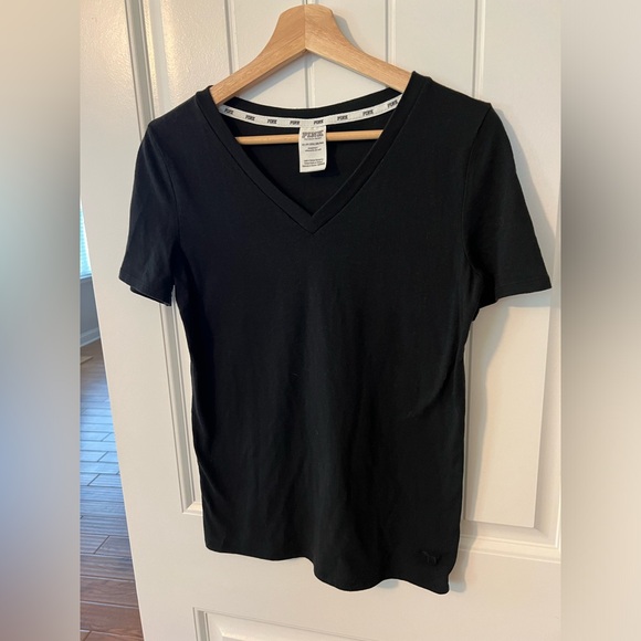 Victoria Secret Pink Black V Neck Tee - Picture 2 of 6